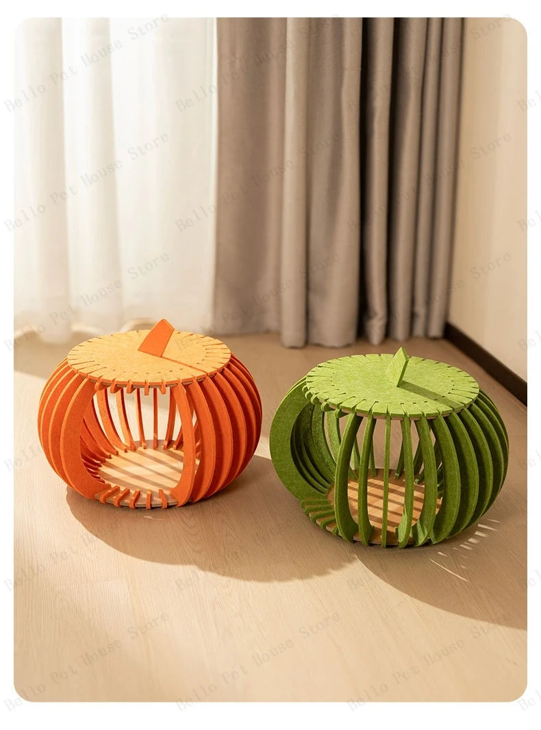 Pumpkin House Felt Cat Nest Fresh and Breathable Cat Bed Semi-enclosed Summer Pet Nest Practical Pet Furniture cat bed
