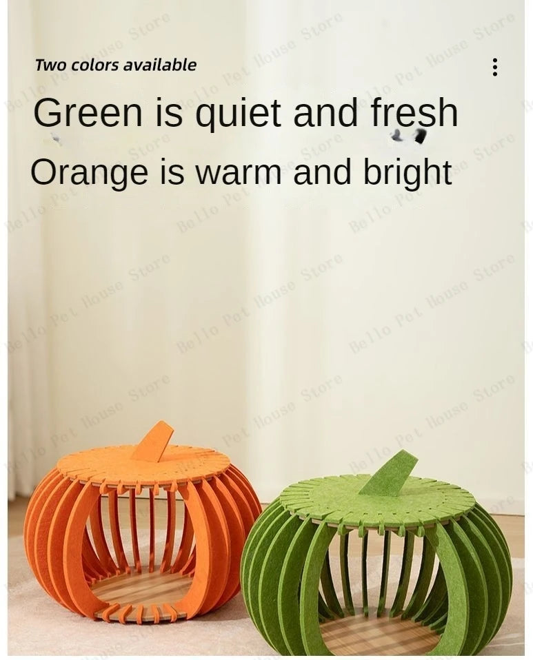 Pumpkin House Felt Cat Nest Fresh and Breathable Cat Bed Semi-enclosed Summer Pet Nest Practical Pet Furniture cat bed