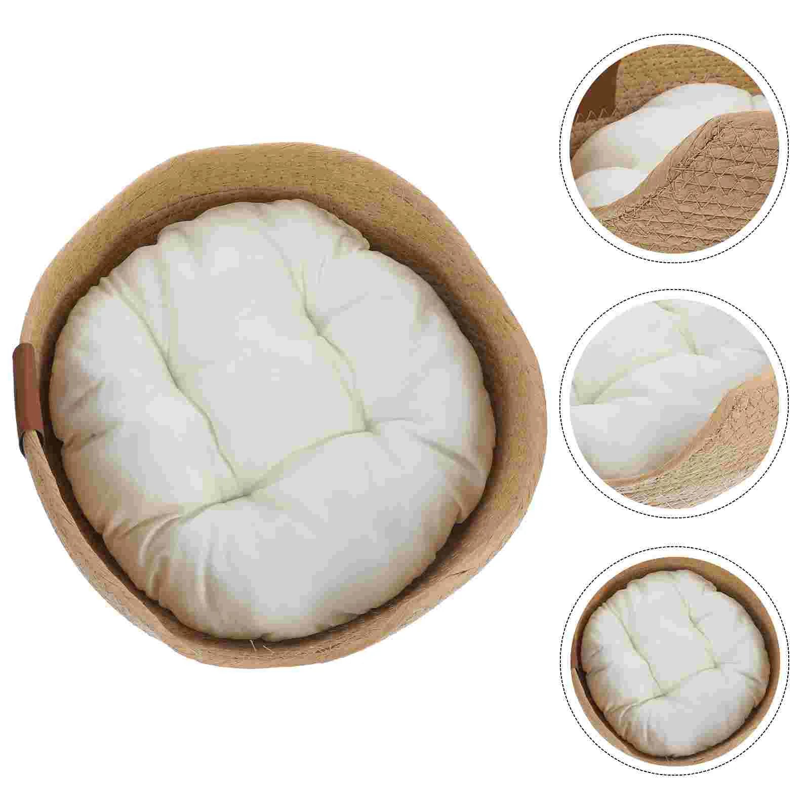 Cooling Woven Straw Summer Pet Nest Breathable Cat House Kitten Bed Small Dogs Comfortable Pet Sleeping Mat Cotton Pad Included