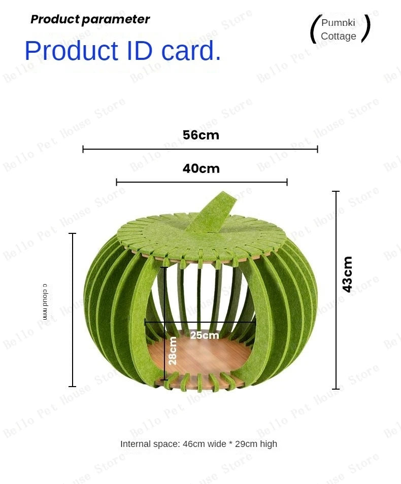 Pumpkin House Felt Cat Nest Fresh and Breathable Cat Bed Semi-enclosed Summer Pet Nest Practical Pet Furniture cat bed