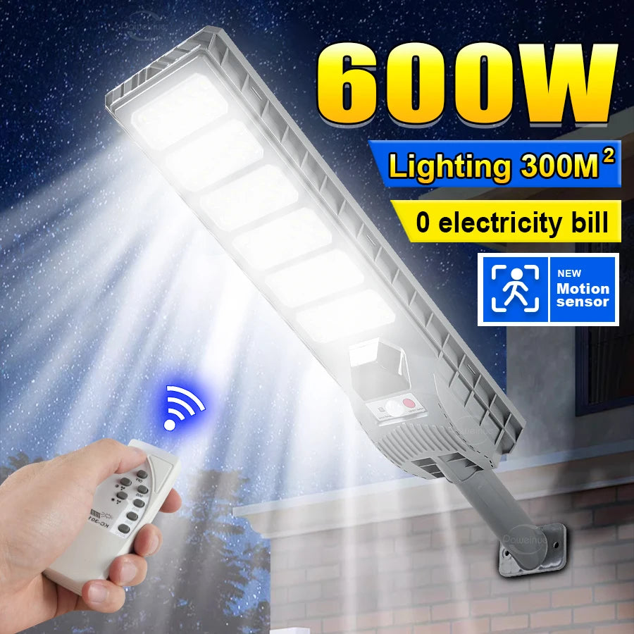 Newest 600W LED Outdoor Solar Lights Motion Sensor Wall External Solar Lamp Waterproof Sunlight Power Street Garden Light