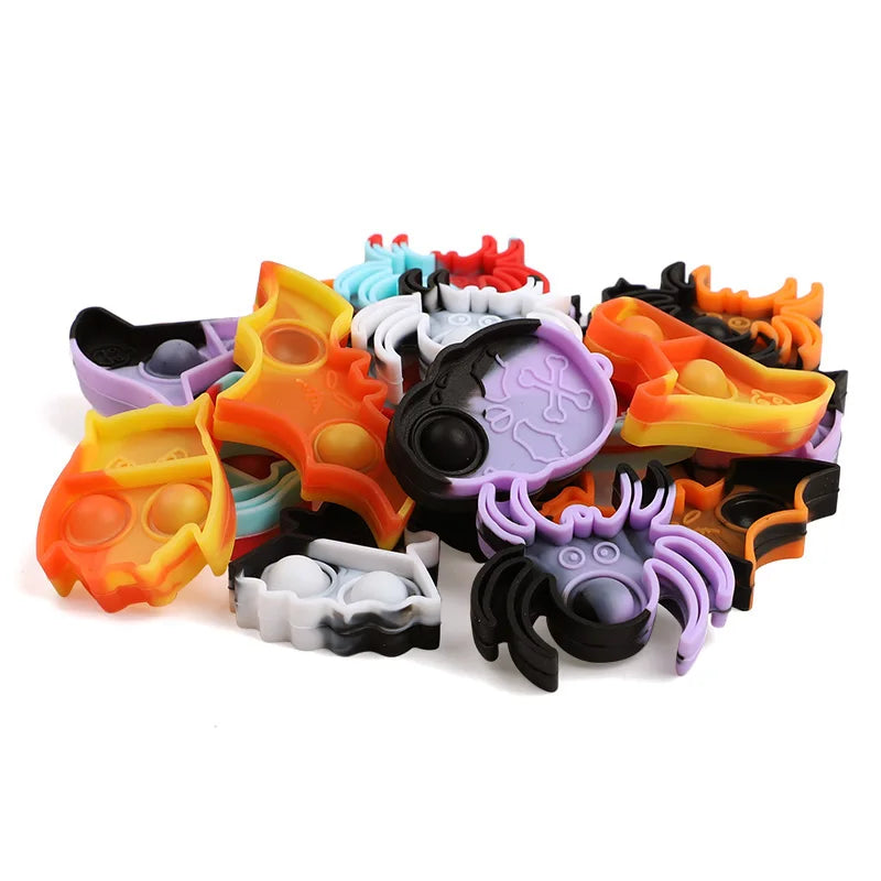 10/20/30Pcs Halloween Mini Pop Keychain Fidget Toys Pumpkin Spider Ornaments Kids Halloween Party Favors Supplies Adult Gifts