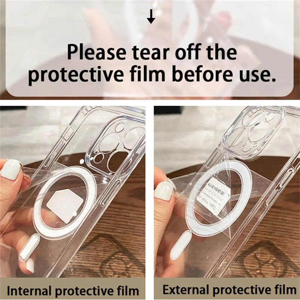 Transparent Magsafe Magnetic Case For iPhone 16 15 12 11 14 13 Pro Max Mini Plus Silicone Acrylic For Magsafe Cover Back Case