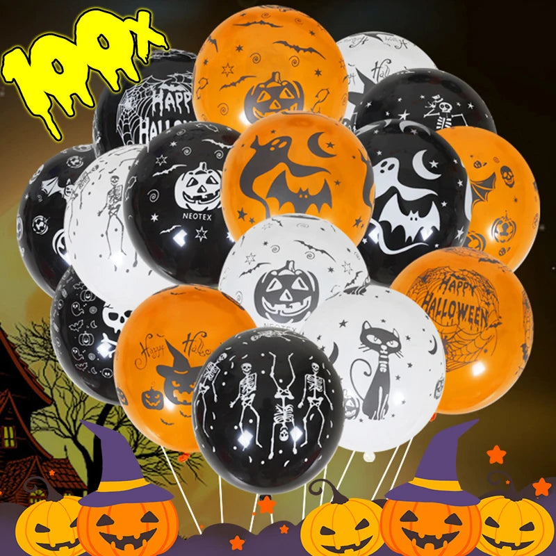 10-100pcs Halloween Balloons Creative Pumpkin Scary Ghost Spider Latex Balloons Kids Toys Halloween Party Decorations Supplies