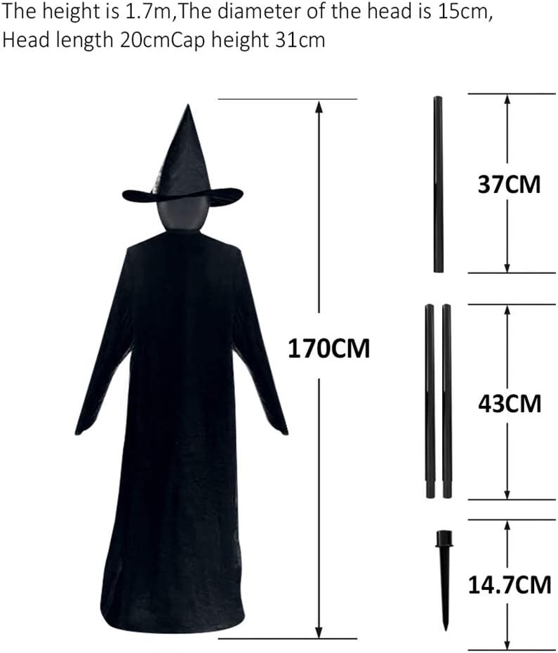 170cm Halloween Light-Up Witches Ghost Halloween Decoration Horror Props Creepy Skeleton For Halloween Decoration Voice Control