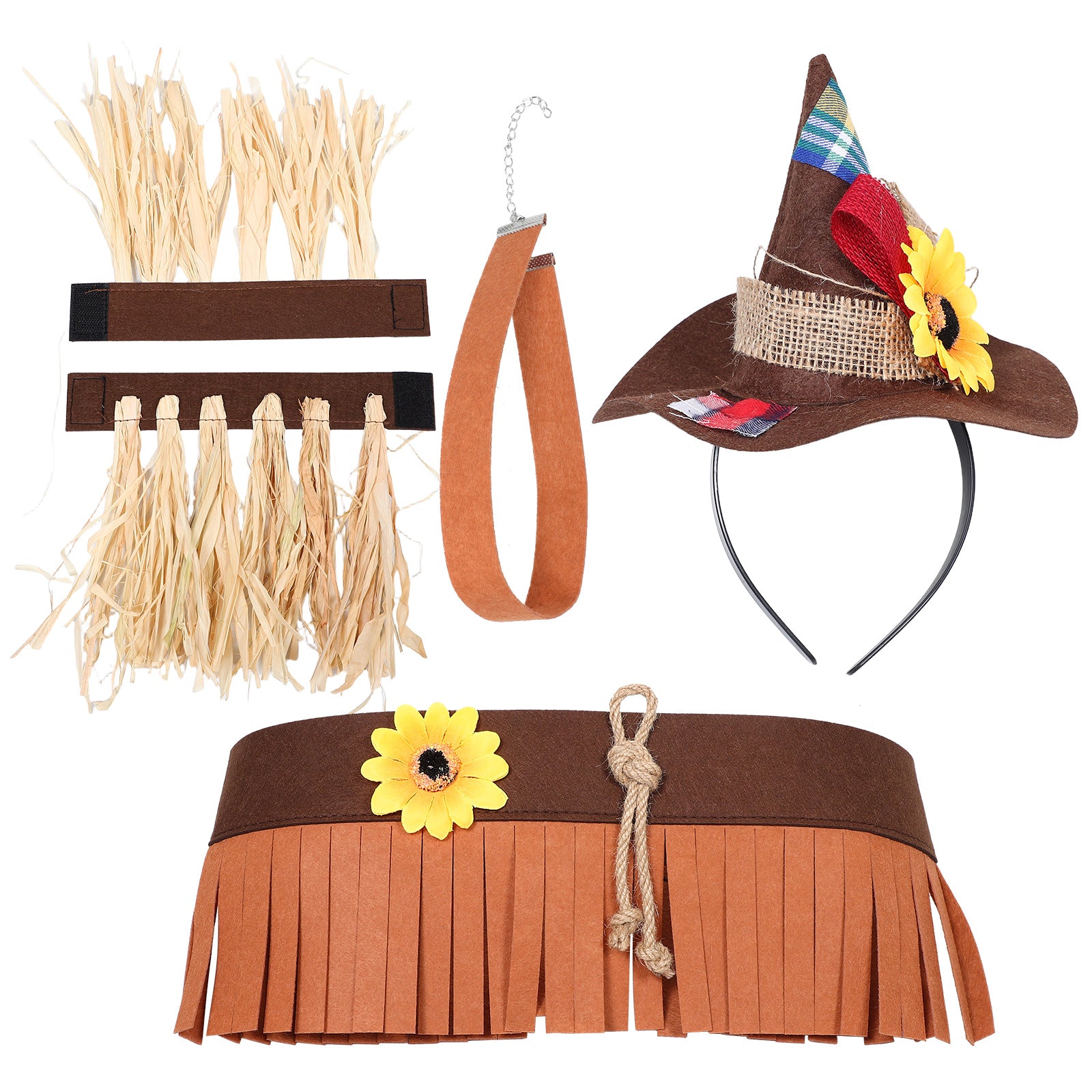 1 Set Halloween Scarecrow Costume: Felt Wizard Necklace Wristband Decoration Accessories For Party Carnival Holiday Celebrations