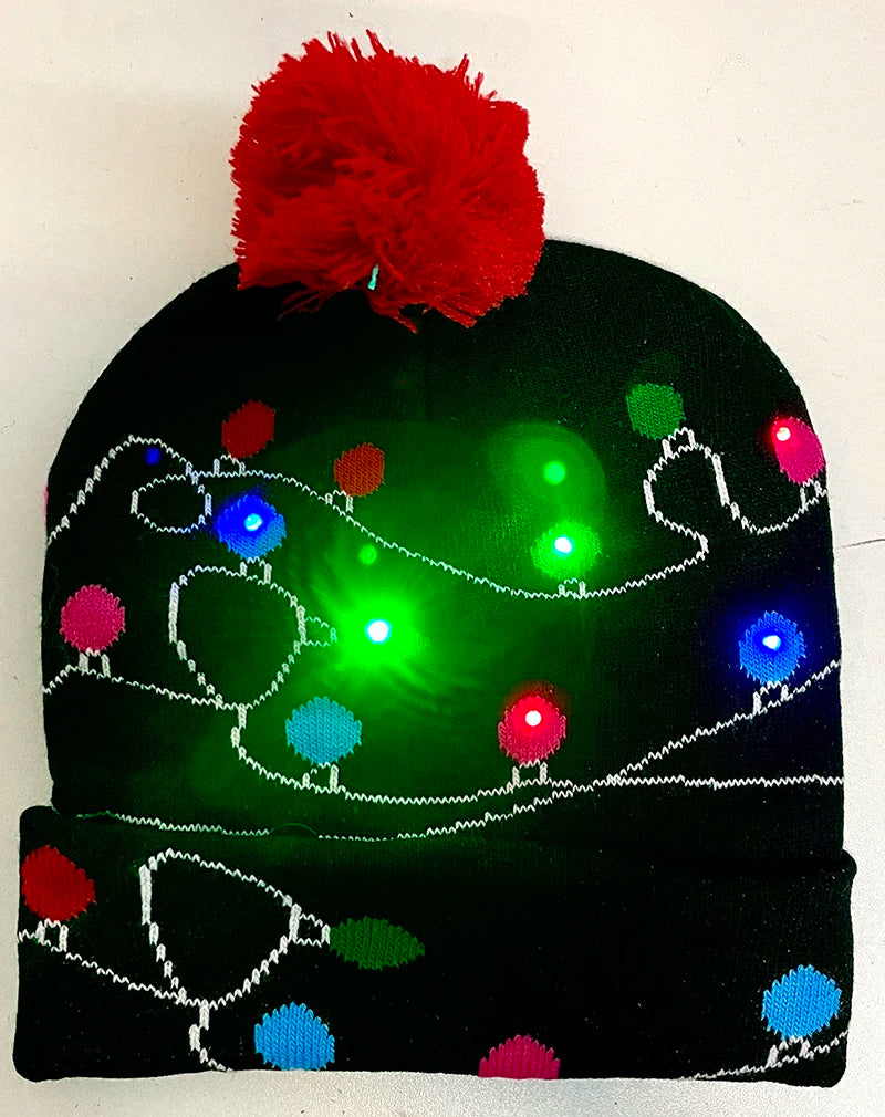 NEW 50 Designs LED Christmas Hats Beanie New Year Knitted Illuminate Warm Hat Christmas Tree Snowman Kids Adults Hat