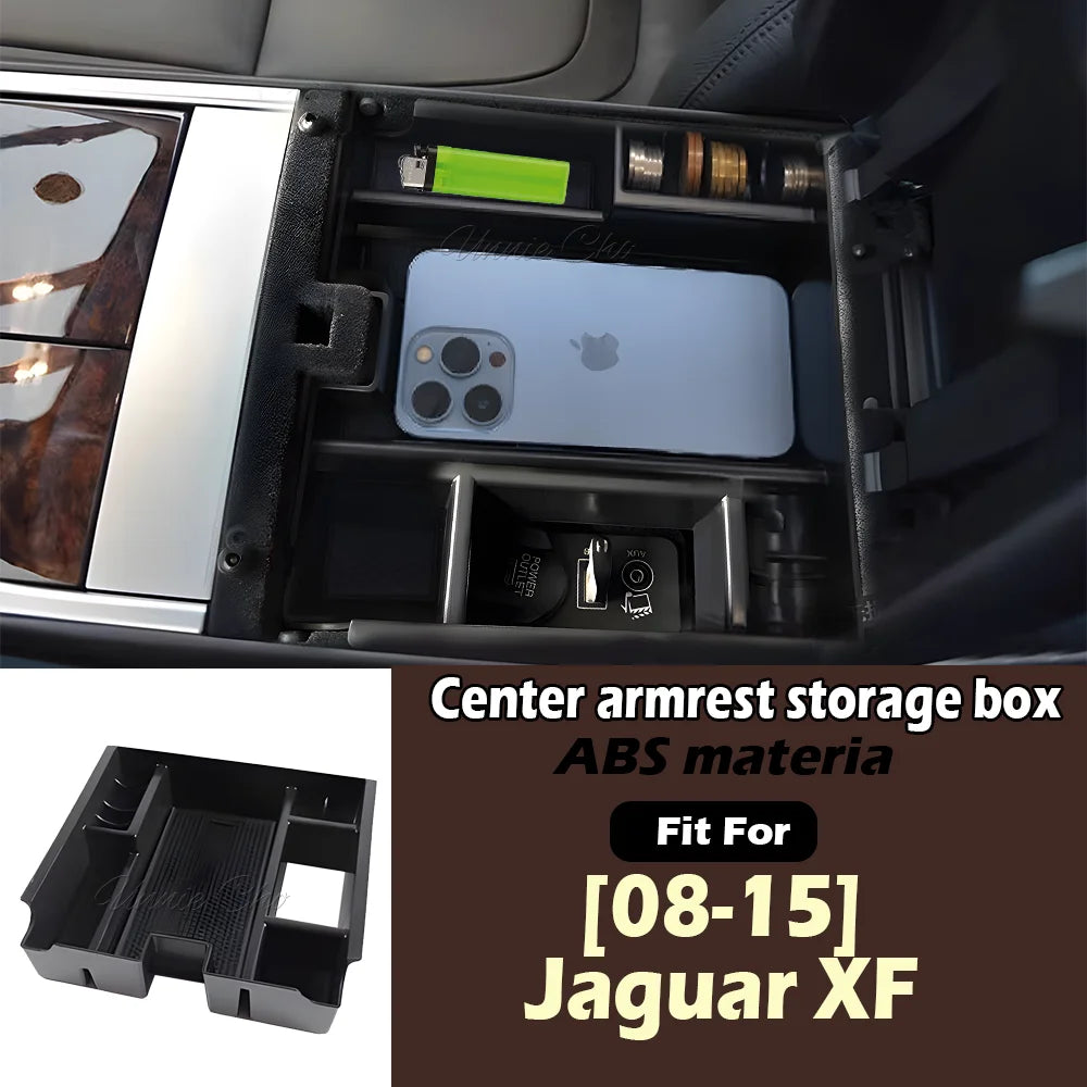 For Jaguar XF Storage Box Armrest Organizer Tray Center Console Stowing Tidying Compartment for Jaguar X250 Interior Spare Parts
