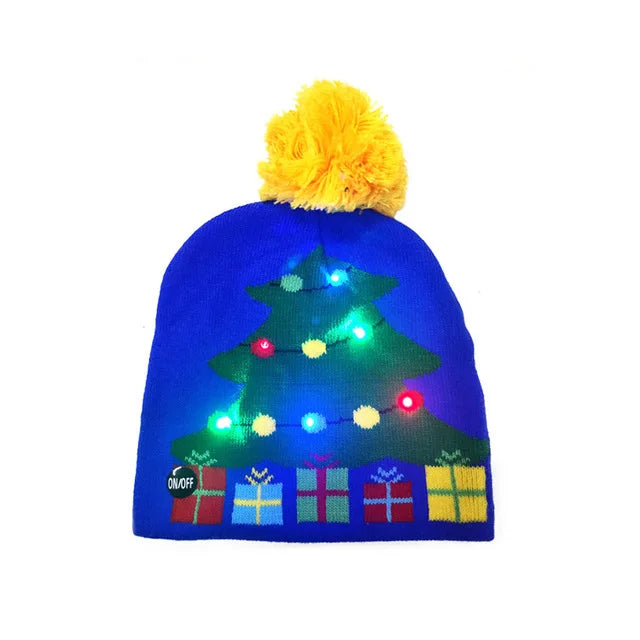NEW 50 Designs LED Christmas Hats Beanie New Year Knitted Illuminate Warm Hat Christmas Tree Snowman Kids Adults Hat
