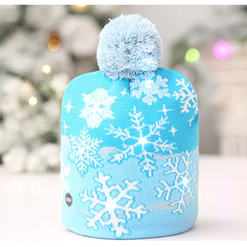 NEW 50 Designs LED Christmas Hats Beanie New Year Knitted Illuminate Warm Hat Christmas Tree Snowman Kids Adults Hat
