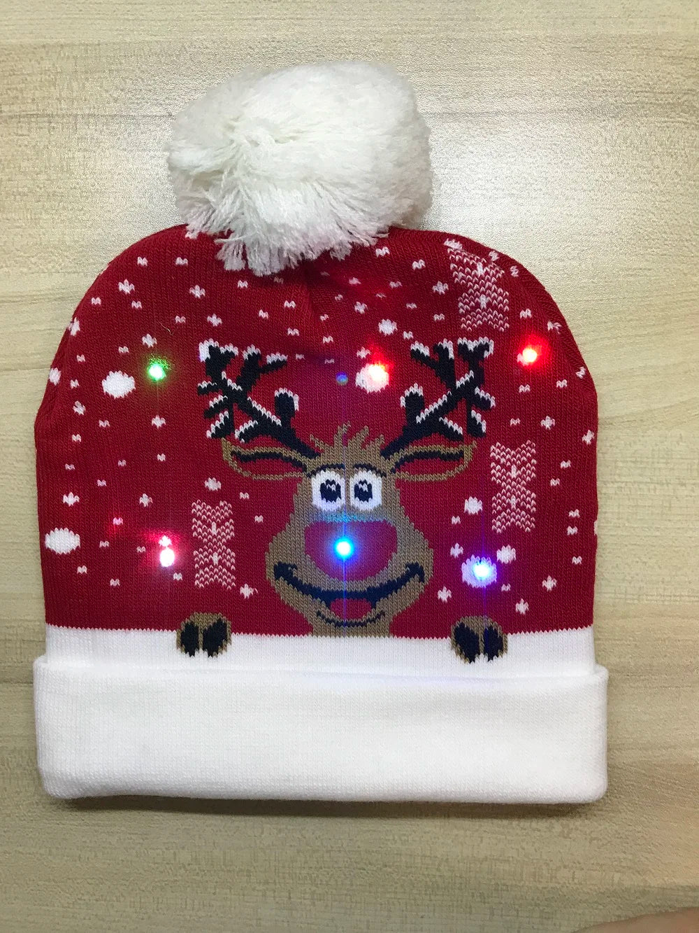ON SALE! 2025 New Year LED Knitted Christmas Hat Beanie Light Up Illuminate Warm Hat For Kids Adults New Year Christmas Decor