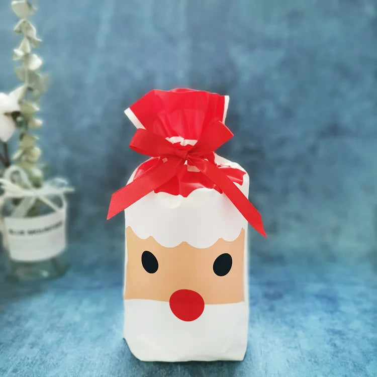50 PCS/100 PCS Christmas gift bag holiday decoration bag candy cookie snack bag for packaging food drawstring bundle pocket