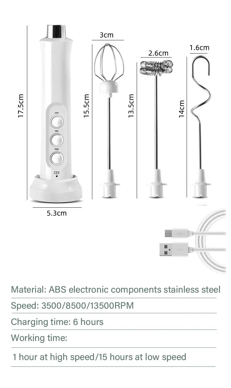 3 In 1 Portable Rechargeable Electric Milk Frother Foam Maker