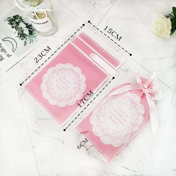 50 PCS/100 PCS Christmas gift bag holiday decoration bag candy cookie snack bag for packaging food drawstring bundle pocket