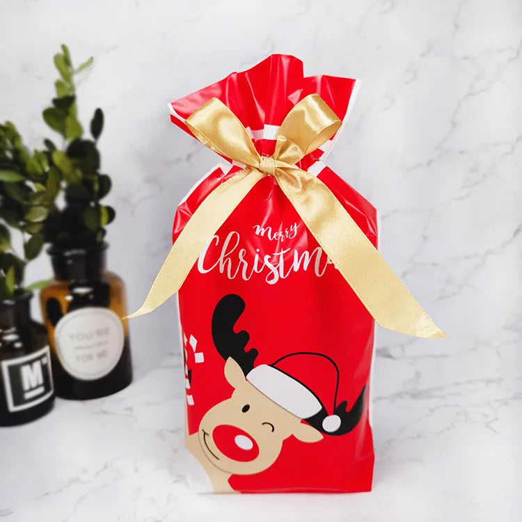 50 PCS/100 PCS Christmas gift bag holiday decoration bag candy cookie snack bag for packaging food drawstring bundle pocket