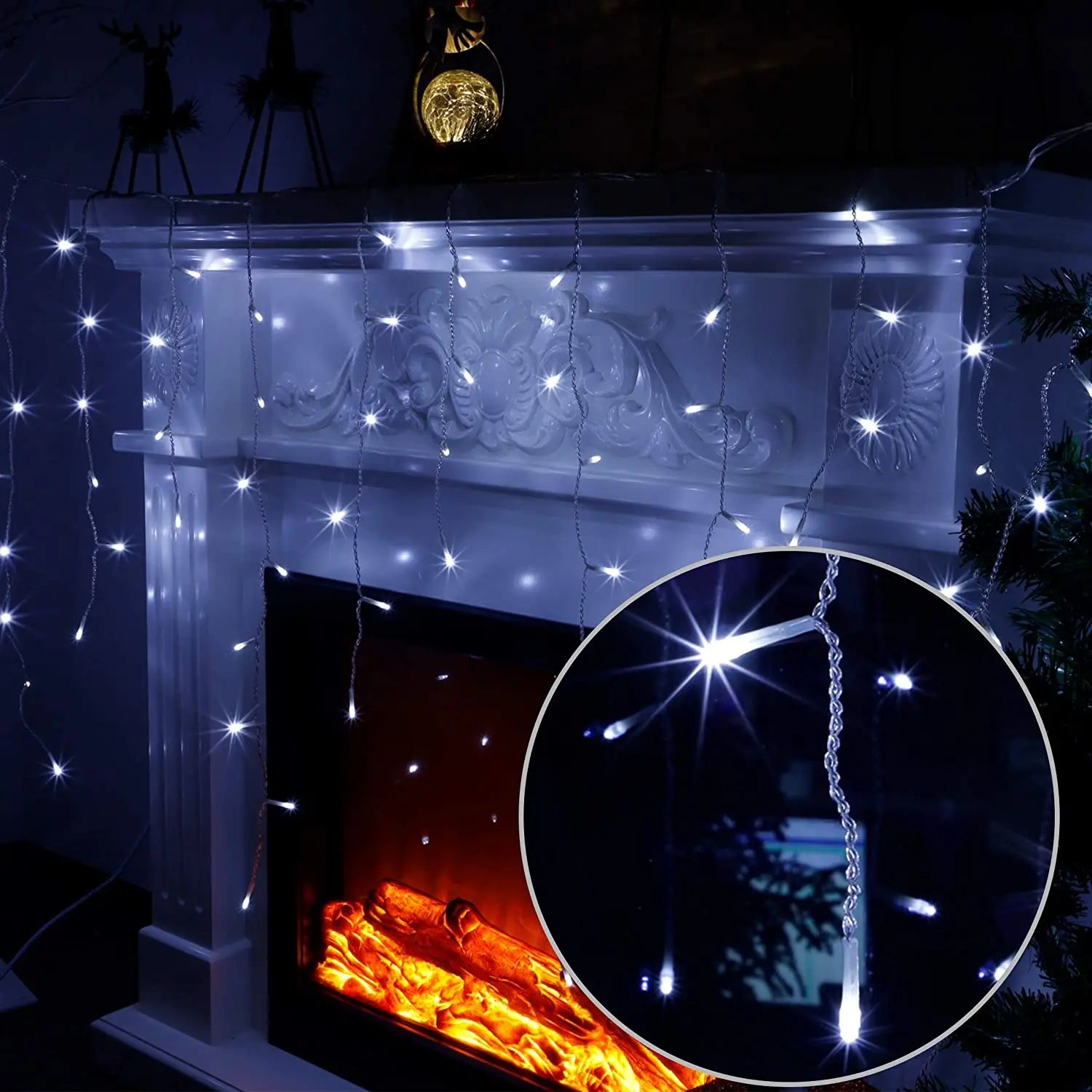 Christmas Decoration 2025 Festoon Led Icicle Curtain Lights Outdoor Droop 0.5/0.6/0.7M Street Garland On The House New Year Eve