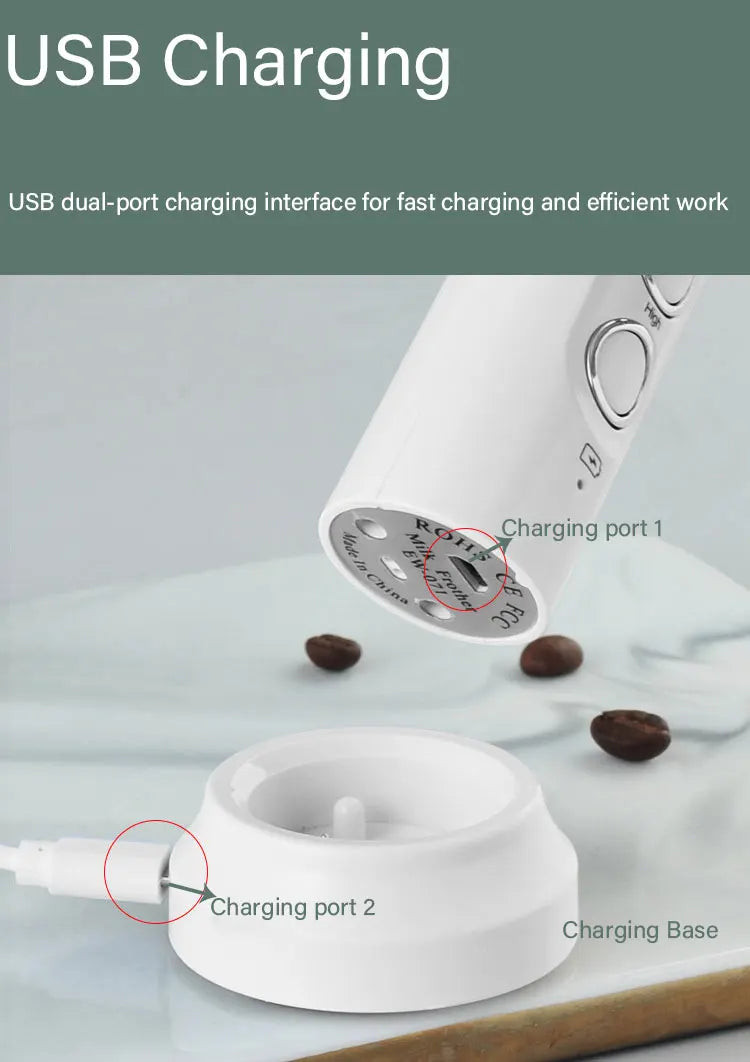 3 In 1 Portable Electric Milk Frother Foam Maker Handheld Rechargeable