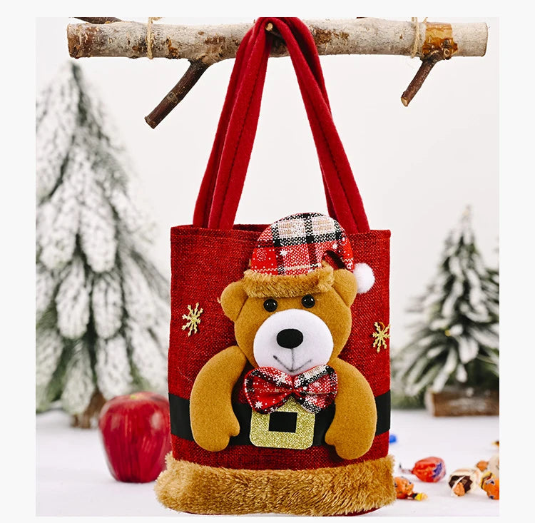 1-20PCS Christmas Tote Bag Snowman Bear Candy Bag Children Gift Bag Storage Bag Christmas Decoration