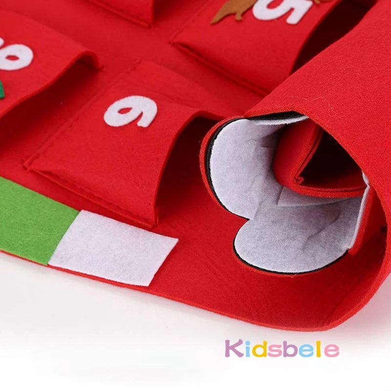 Christmas Felt Advent Calendar Wall Hanging Santa Advent Calendar with Pockets 24 Days Kids Toys For Children Christmas Gift