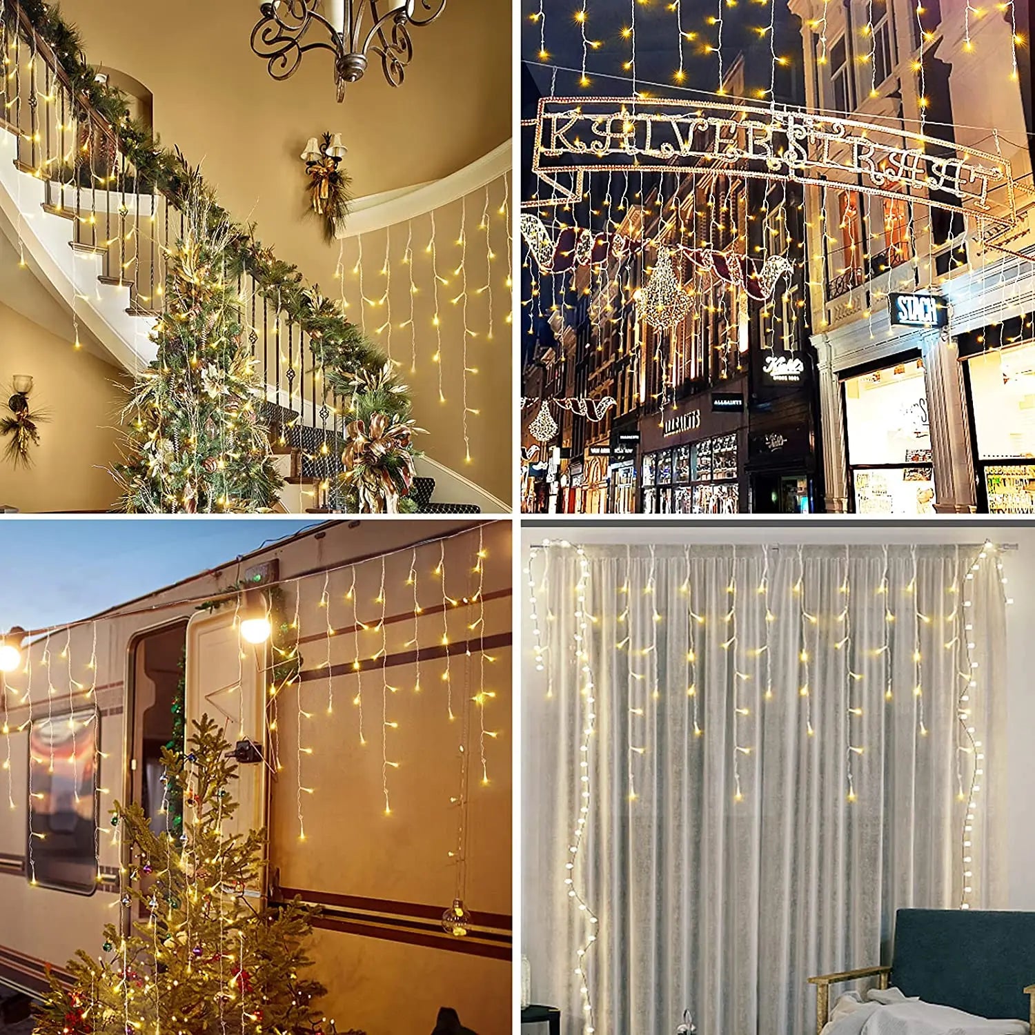 Christmas Decoration 2025 Festoon Led Icicle Curtain Lights Outdoor Droop 0.5/0.6/0.7M Street Garland On The House New Year Eve