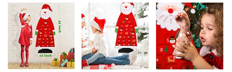 Christmas Felt Advent Calendar Wall Hanging Santa Advent Calendar with Pockets 24 Days Kids Toys For Children Christmas Gift