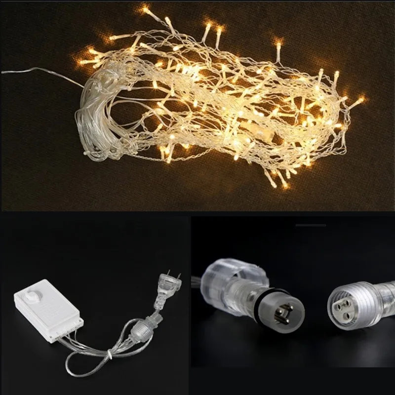 Christmas Decoration 2025 Festoon Led Icicle Curtain Lights Outdoor Droop 0.5/0.6/0.7M Street Garland On The House New Year Eve