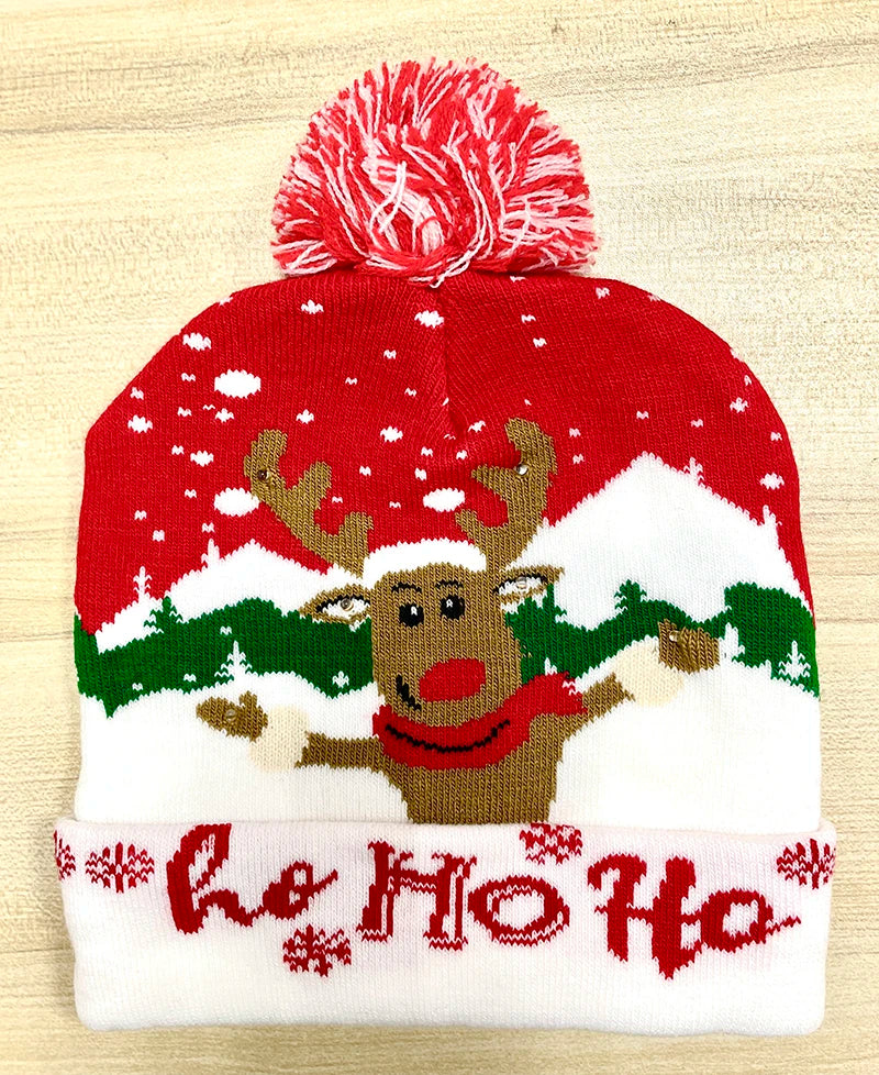NEW 50 Designs LED Christmas Hats Beanie New Year Knitted Illuminate Warm Hat Christmas Tree Snowman Kids Adults Hat
