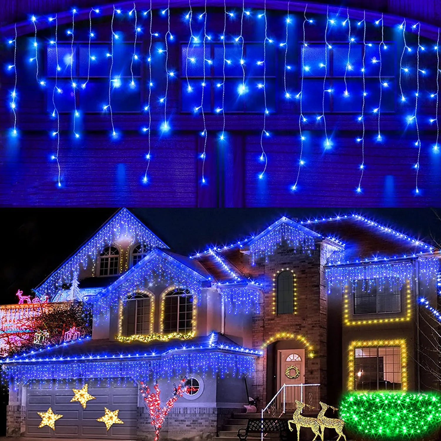 Christmas Decoration 2025 Festoon Led Icicle Curtain Lights Outdoor Droop 0.5/0.6/0.7M Street Garland On The House New Year Eve