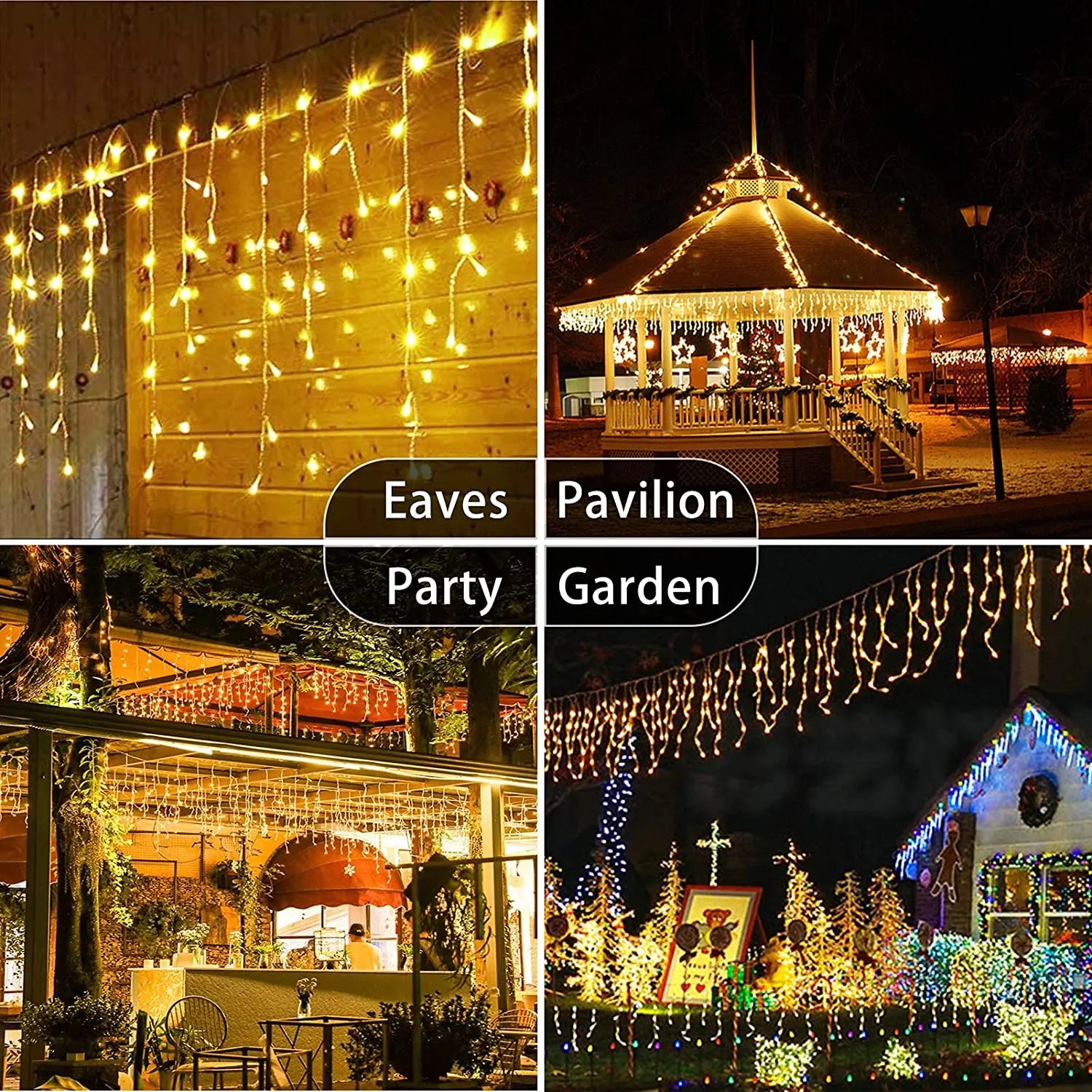 Christmas Decoration 2025 Festoon Led Icicle Curtain Lights Outdoor Droop 0.5/0.6/0.7M Street Garland On The House New Year Eve