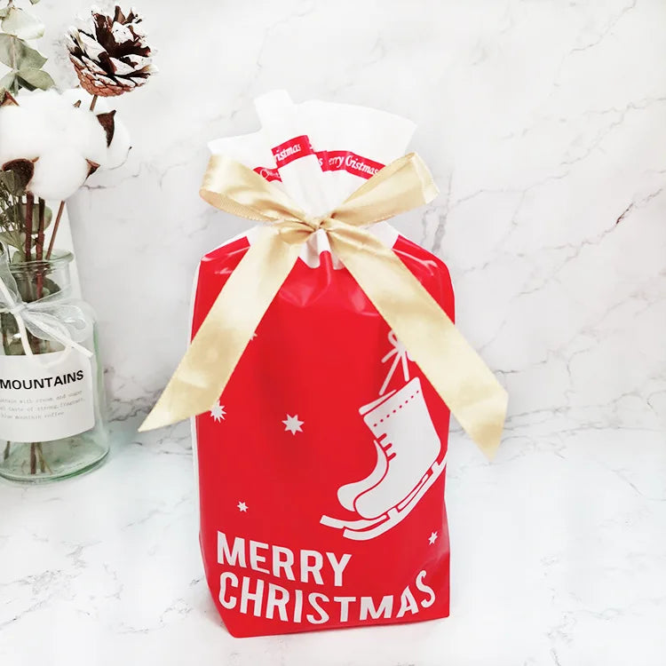50 PCS/100 PCS Christmas gift bag holiday decoration bag candy cookie snack bag for packaging food drawstring bundle pocket