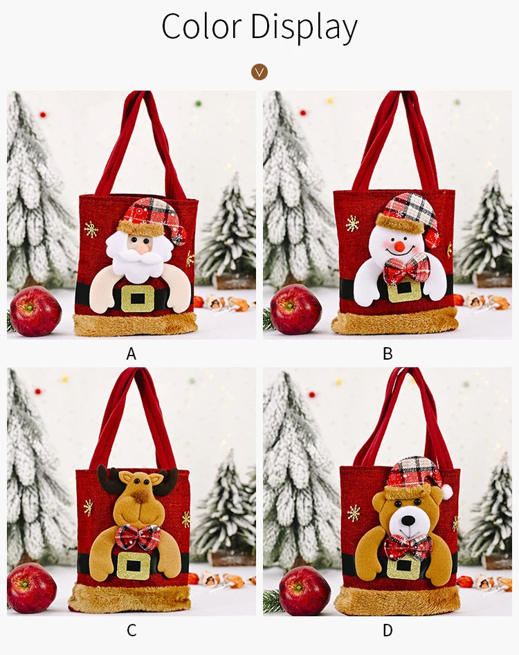 1-20PCS Christmas Tote Bag Snowman Bear Candy Bag Children Gift Bag Storage Bag Christmas Decoration
