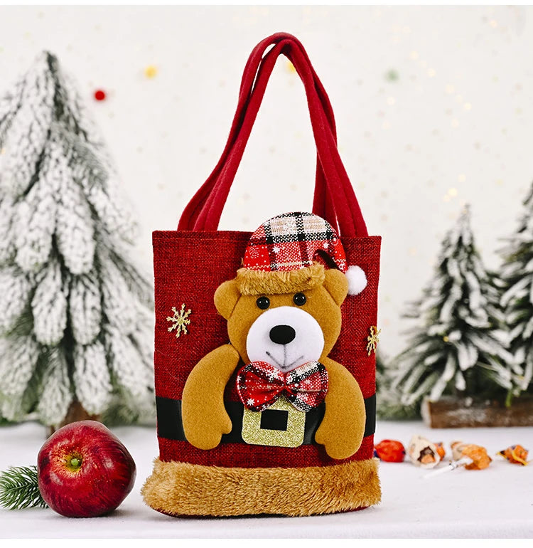 1-20PCS Christmas Tote Bag Snowman Bear Candy Bag Children Gift Bag Storage Bag Christmas Decoration
