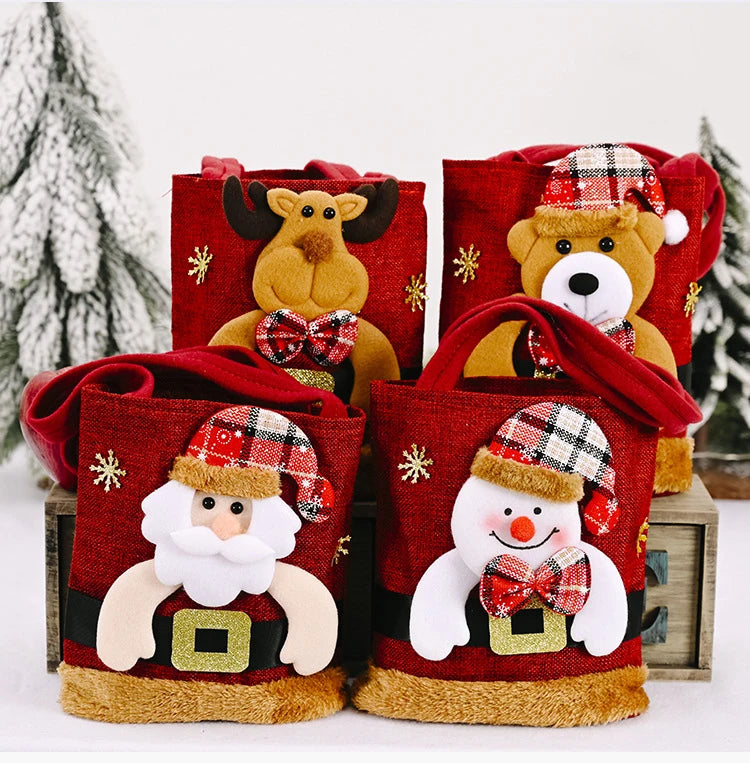 1-20PCS Christmas Tote Bag Snowman Bear Candy Bag Children Gift Bag Storage Bag Christmas Decoration