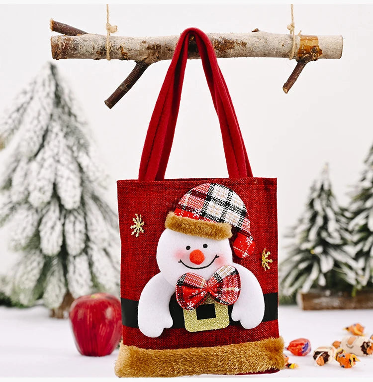 1-20PCS Christmas Tote Bag Snowman Bear Candy Bag Children Gift Bag Storage Bag Christmas Decoration