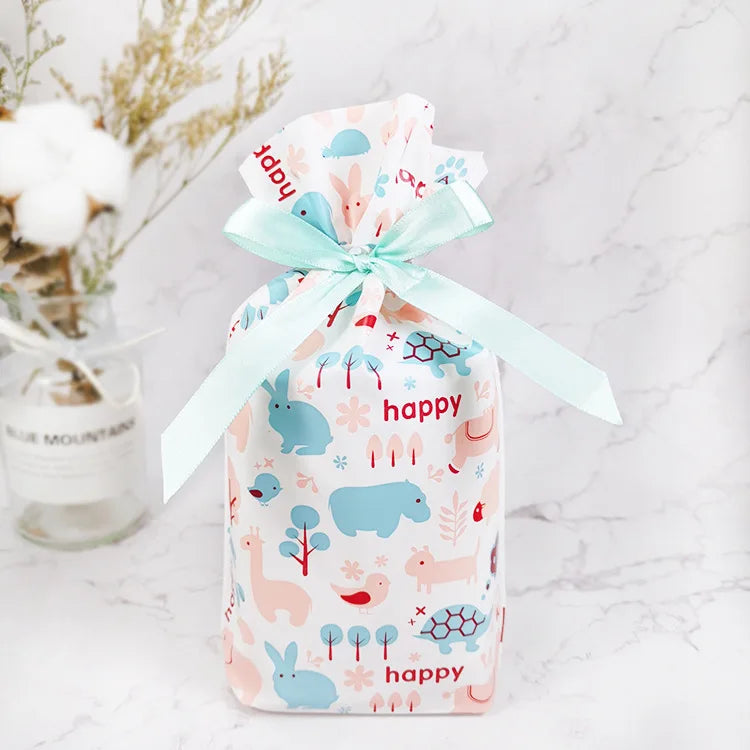 50 PCS/100 PCS Christmas gift bag holiday decoration bag candy cookie snack bag for packaging food drawstring bundle pocket