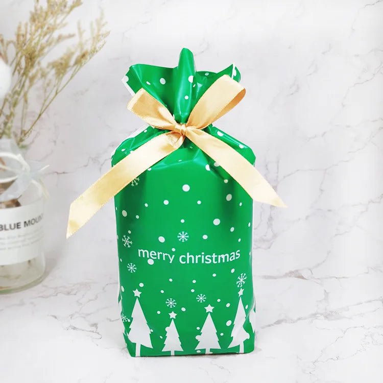 50 PCS/100 PCS Christmas gift bag holiday decoration bag candy cookie snack bag for packaging food drawstring bundle pocket