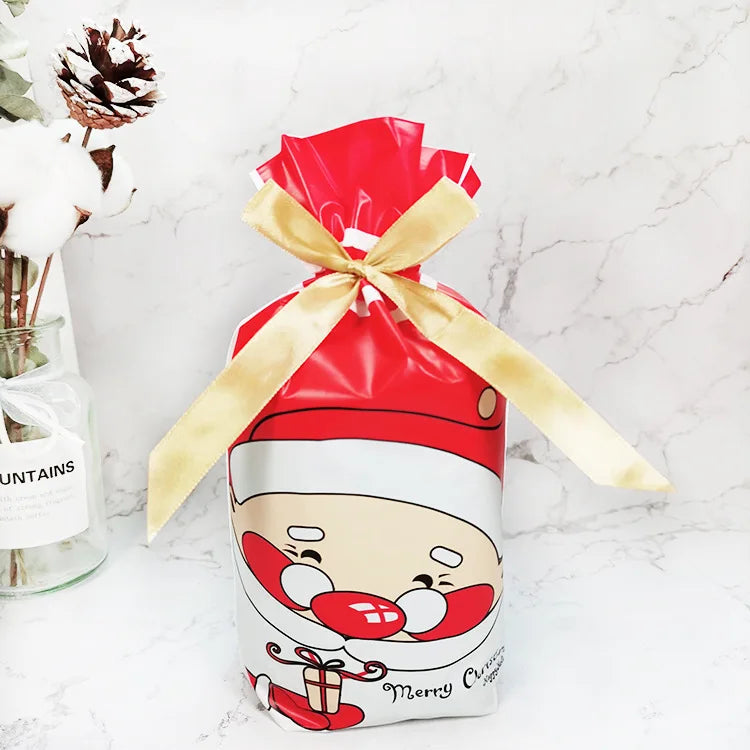 50 PCS/100 PCS Christmas gift bag holiday decoration bag candy cookie snack bag for packaging food drawstring bundle pocket
