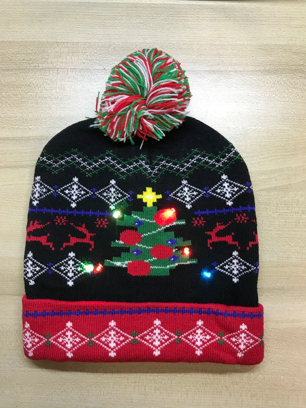 ON SALE! 2025 New Year LED Knitted Christmas Hat Beanie Light Up Illuminate Warm Hat For Kids Adults New Year Christmas Decor