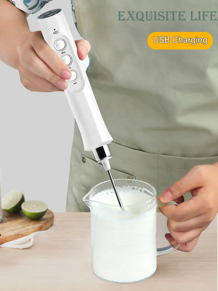 3 In 1 Portable Electric Milk Frother Foam Maker Handheld Rechargeable
