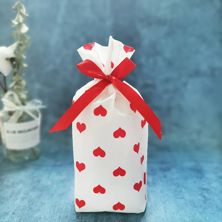 50 PCS/100 PCS Christmas gift bag holiday decoration bag candy cookie snack bag for packaging food drawstring bundle pocket