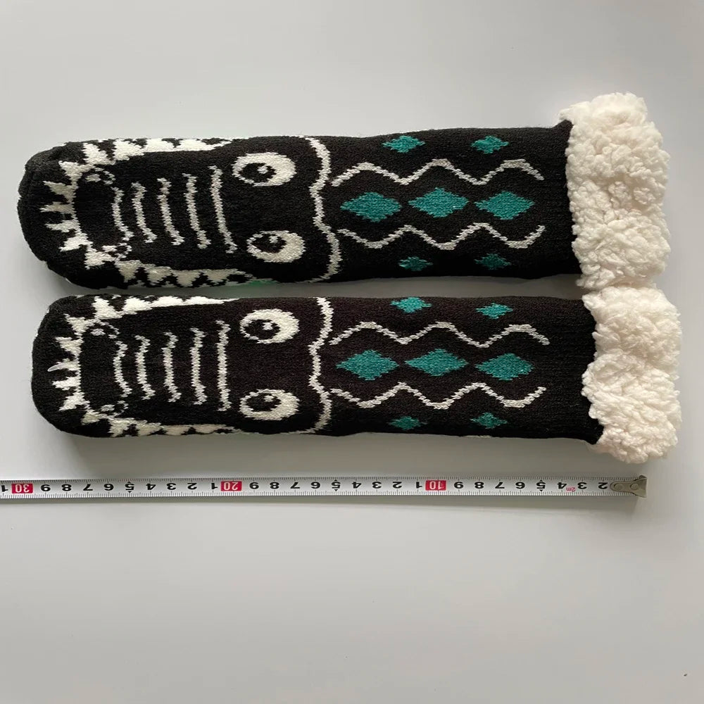 Christmas Fuzzy Socks Womens Winter Thermal Warm Floor Sock Soft Female Home Indoor Gifts Non Slip Grip Slipper Sock Fluffy