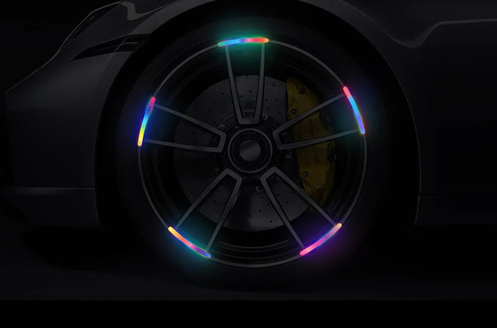 Car Universal  Wheel Hub Reflective Stripes Safety Opening Warning Sticker Tape Auto Warning Reflective Tape Exterior Accessorie