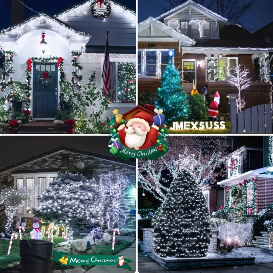 4pcs Outdoor Led Solar String Light Fairy String Christmas Tree Decor Lighting for Wedding Festival Party Garden Xmas Halloween