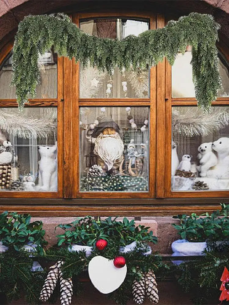 Realistic Christmas Cedar Garland Greenery Decor for Fireplace Stair Window Door Holiday Party Home Festival Decoration