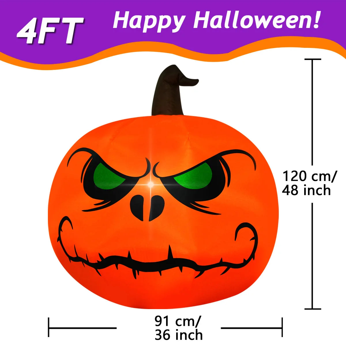 1pc Halloween Inflatables Outdoor Decorations Inflatable Yard Decoration with Build-in LEDs Blow Up Pumpkin for Halloween Party