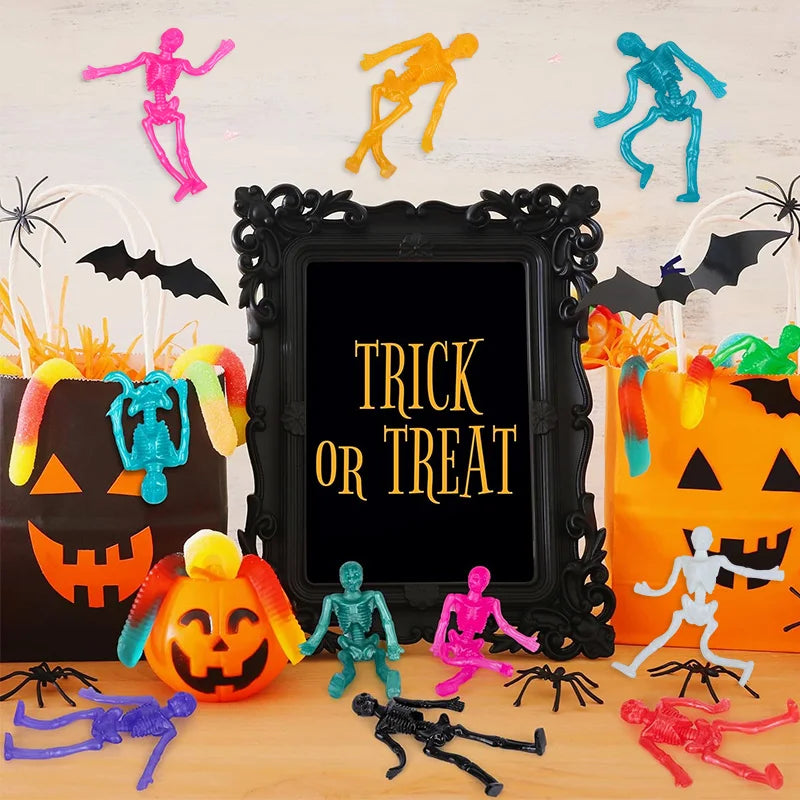 10/20/30pcs Halloween Stretchy Skeleton Trick or Treat Gift Fun Sticky Toy Kids Halloween Party Favors Goody Bag Pinata Fillers
