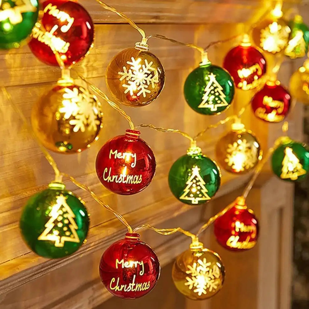 1.5M/3M Christmas Lights String,Christmas Balls Star Fairy Light Garland,Xmas Hanging Lamp,Christmas Home Decoration 2025