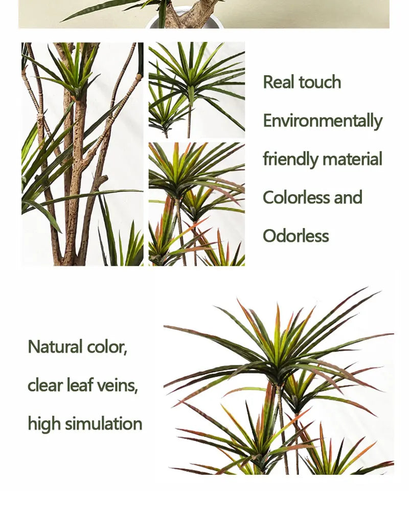 90-120cm Large Artificial Dracaena Plants Tropical Potted Tree Fake Plastic Palm Leaves Cycas Plant For Home Garden Indoor Decor