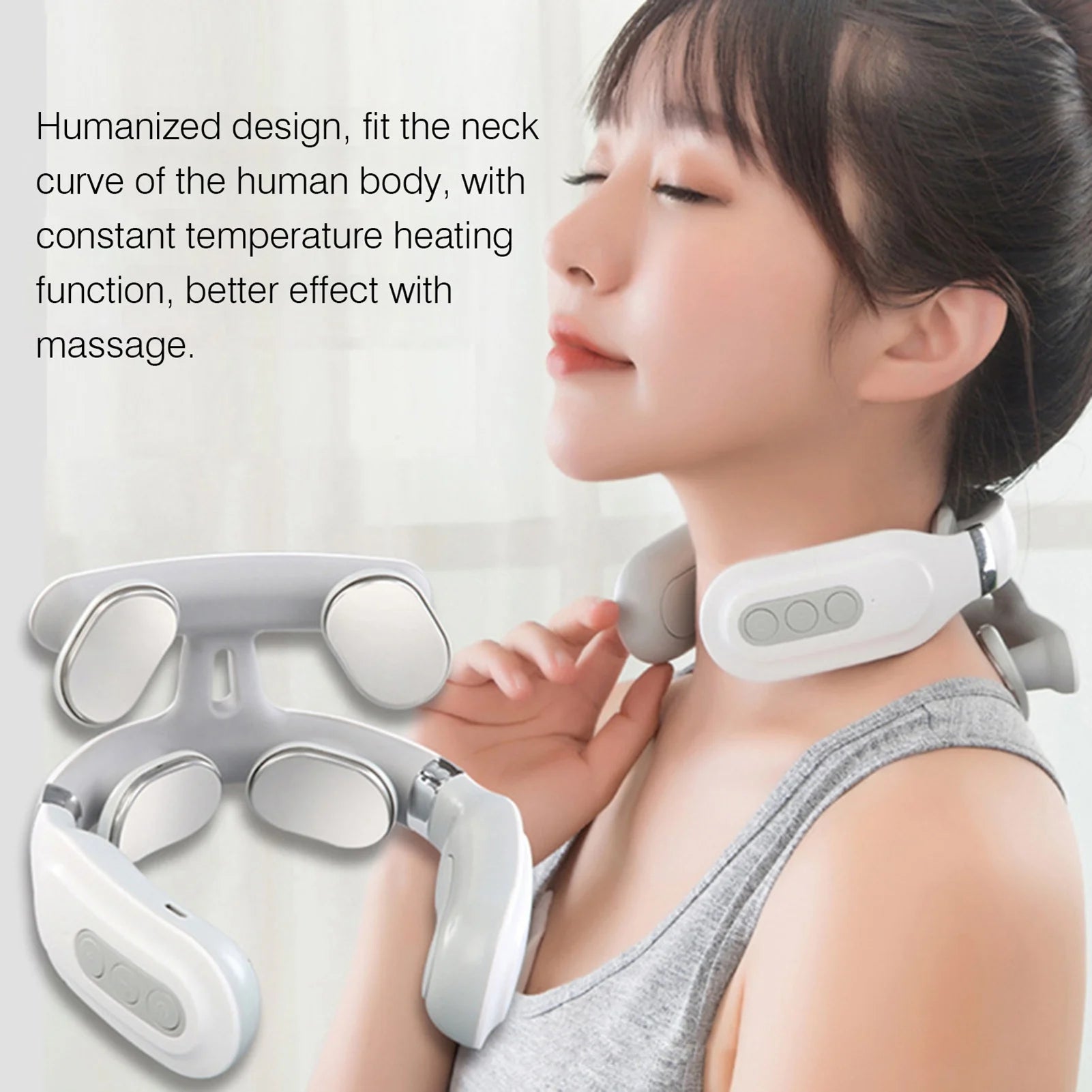 Cervical Massager 16 Modes USB Smart Pulse Heating 4 Head Neck Massager for Neck Tension