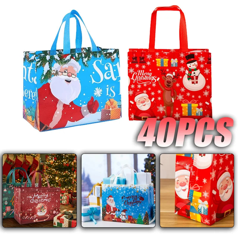 Christmas Gift Bags Santa Elk Snowflake Tote Bag Children's Gift Bags Thickened Non-woven Waterproof Bag Christmas Decoration